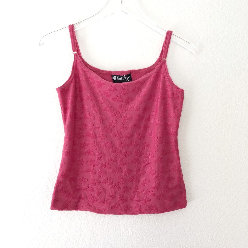 VTG Y2K soft textured pink butterfly tank top